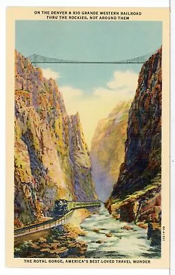 D&RGW Passenger Train Royal Gorge 1930-45 Canon City CO Railroad Postcard • $5.80