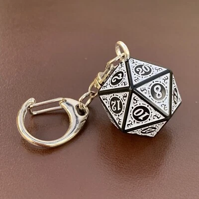 D20 Dice Keyring - Magic Burst - White - Dice - Geek - Games Master - D&D. • £2.99