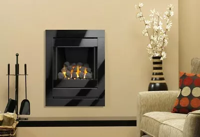 £519 • Buy Gas Fire Slide Control Black Inset Full Depth Wall Mounted Glass Frame Coal 