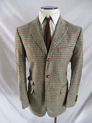 Branley Brown Wool Plaid Three Button Dual Vent Hacking Blazer Coat Jacket 52 40 • $89.99