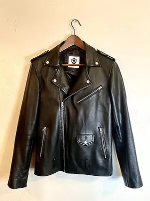 QAWACH Men’s Leather Lambskin Winter Motorcycle Moto Biker Jacket Small • $85