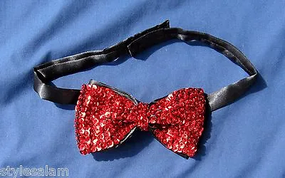 Sequined Bow Tie Sequin Red NEW With Tags Spangles DJ Sequins • $13.90