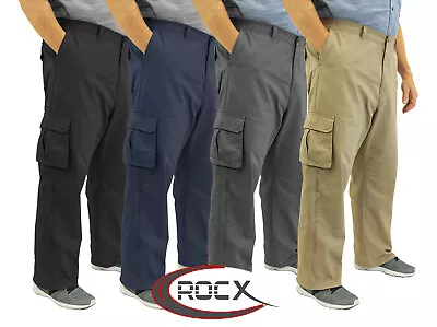 ROCXL Big & Tall Men's Cargo Pants Expandable Waist 100% Cotton Sizes 42 - 68 • $44.95