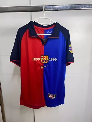 Barcelona Retro 1999 Home Soccer Jersey Barcelona Vintage Football Jersey • $65