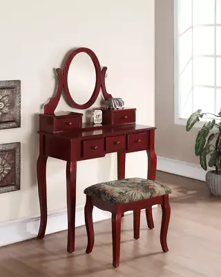 Ashley Wood Make-Up Vanity Table And Stool Set Cherry • $220.99