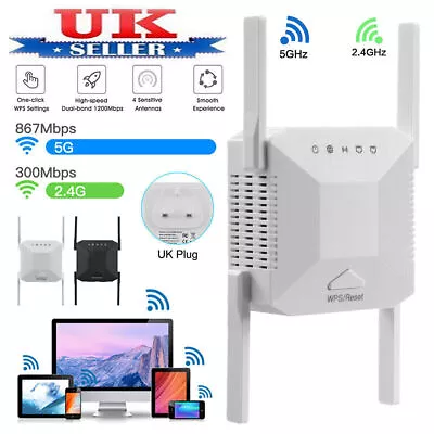 Wireless WIFI Repeater UK Plug Booster Signal Amplifier For Phone Range Extender • £7.99