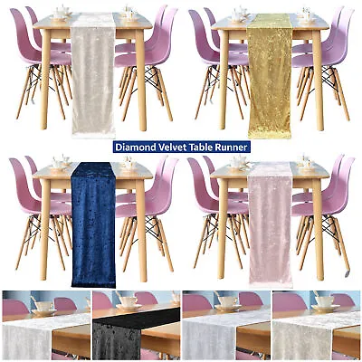 Table Runner Crushed Velvet Cloth Dining Table Xmas Banquet Decor Wedding Party • £5.79