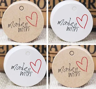 £2.30 • Buy Round Card Craft Tags Made With Love Gift Food Jewellery Wedding Christmas Tag
