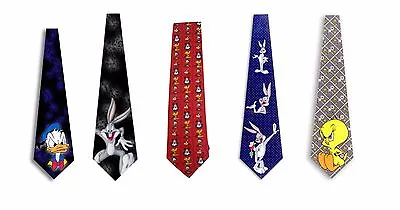 Disney Vintage 90's Warner Bros Looney Tunes Silk Poly Ties Cartoon Official New • $28.99