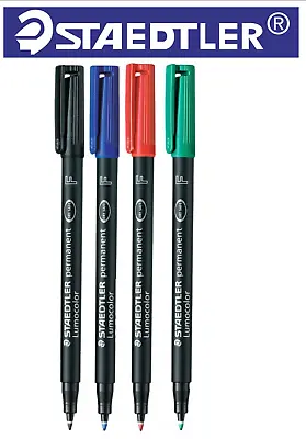 Staedtler Lumocolor Ohp Acetate Fine Tip Permanent Pens 4 Colour Set • £6.99