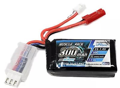 NHX Muscle Pack 2S 7.4V 300mAh 30C Lipo Battery W/ JST-PH2 Connector • $10.99