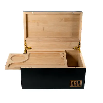 £39.99 • Buy CALI Bamboo Stash Box Rolling Tray Herb Smoking Magnetic Lid FREE Next Day P&P