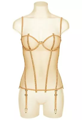 La Perla Frames Showstopper 34B Bustier Corset Nude Crystals Garters $2427 • $999.99