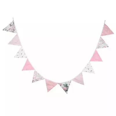 Wedding Tea Party Girly Vintage Rustic Cotton Bunting Garland - Floral Flowers • $9.62