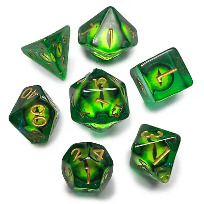 Green Demon Eyeball Dice Cat Eye Frost D&D Dungeons Dragons DnD RPG Polyhedral • $13.59