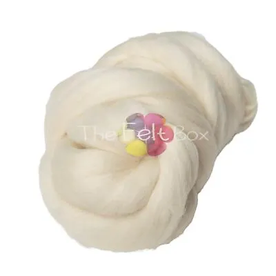 Merino Roving Felting Wool Top 3D 2D Nuno Felting Spinning Natural Cream 18.5mic • £8.86