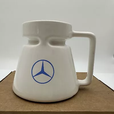 Hotjo White Stoneware Wide Base Travel 16 Oz Mug Made USA MERCEDES LOGO BPA FREE • $39.95