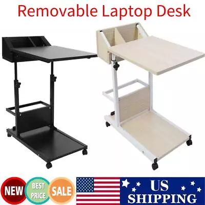 Portable Office Laptop Desk Rolling Adjustable Table Cart Computer Mobile Stand • $50.69
