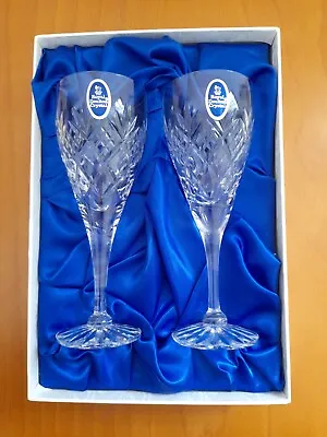 £19.99 • Buy Pair Of 2 Royal Doulton Elizabeth Pattern Boxed Crystal Glass Wine Glasses
