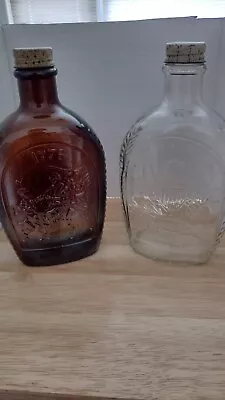 2 Vintage Log Cabin Honey Maple Syrup Advertising Bottle Lot Glass Bicentennial • $10