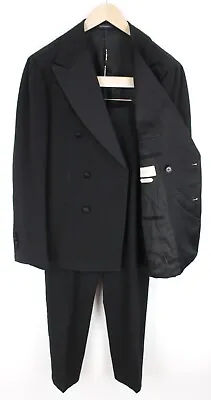 SUITSUPPLY Havana Men Suit UK42R Tux Double-Breasted Cotton Slim Black 2 Piece • $378.57
