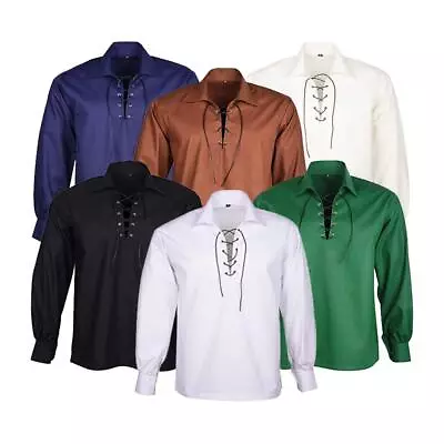 Jacobite Ghillie Kilt Shirt 100% Cotton Scottish Jacobean Shirt In 9 Colors • $34.99