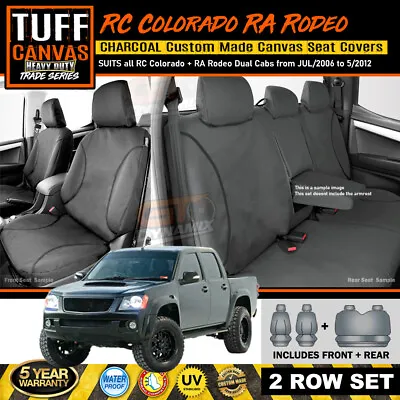 TUFF Canvas TRADE Seat Covers Holden RC Colorado + RA Rodeo 2Row 2003-12 CHARC • $299