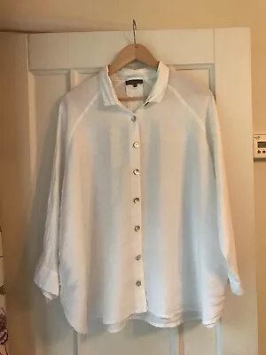 Sahara White Linen Mix Blouse Size M/L - See Description • £7