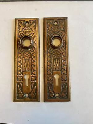 2 Antique Vintage Sargent Vernacular Door Plates Copper Bronze Finish C 1890 • $32