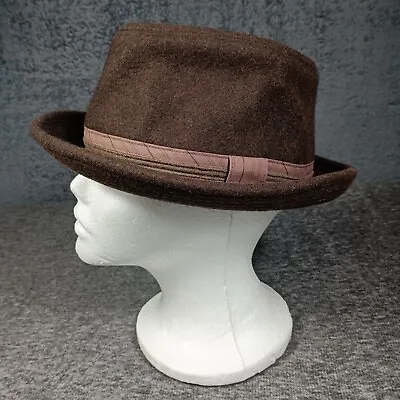 Grace Hat Mens Small Brown Pork Pie Fedora Upturn Short Brim 21.5 In Wool Blend • $11.57