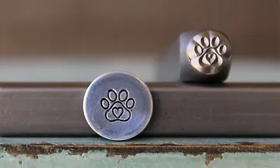 SUPPLY GUY 6mm Dog Paw With Center Heart Metal Punch Design Stamp SGCH-404 • $10