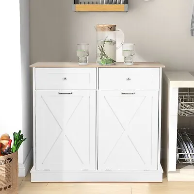 Double Tilt Out Trash Bin Cabinet Kitchen Trash Can Holder With Drawers • $159.59