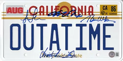 Back To The Future Cast Signed Outatime License Plate Autograph Beckett Witness • $152.50