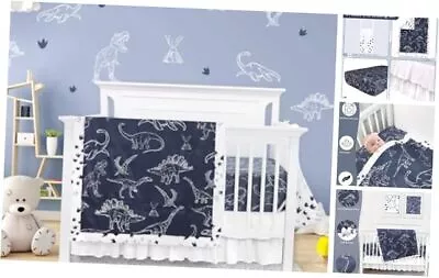 Crib Bedding Set For Boys 4 Pieces Baby Nursery Bedding Set For Dinosaur • $58.69