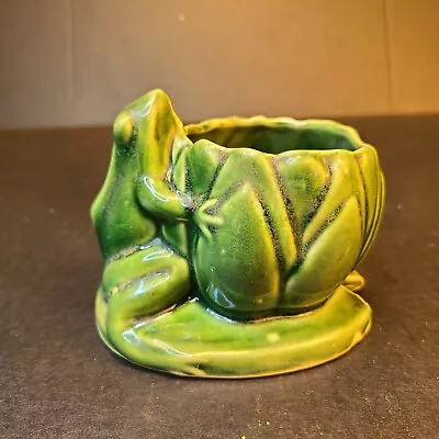 Vintage Majolica Pottery Frog Planter Plant Pot Colonial China Co. 3.5”x3.5” • $25