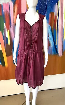 Etoile Isabel Marant Size 1 (S) Burgundy Maroon Cotton Sleeveless Dress Relaxed • $45