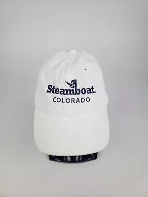  Steamboat Colorado Ski Corduroy Adjustable Hat Cap White Strapback • $11.95