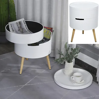 Round Coffee Table 3 Part Side End Bedside Storage Unit With Removable Tray • £42.95