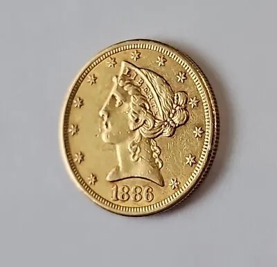 1886-S $5 Five Dollar Liberty Head Half Eagle Gold- Pristine Coin • $655