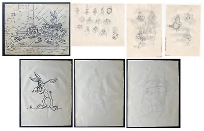 LOT McKimson Original Drawing Sketches W COA Looney Toons Bugs Daffy Taz 1950s • $849.99