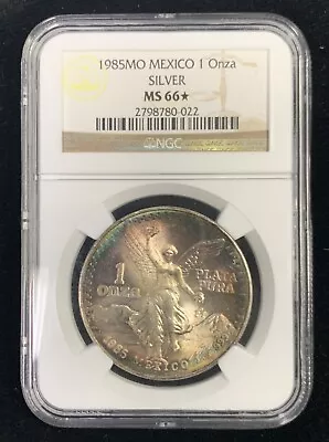 1985 Mexico Onza Silver Libertad Toned NGC MS66* Star (C164) • $200