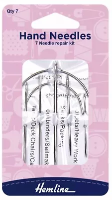 Hemline Hand Sewing Repair Needles H215.7 Tent Bookbind Sacks Mattress Curved • £3