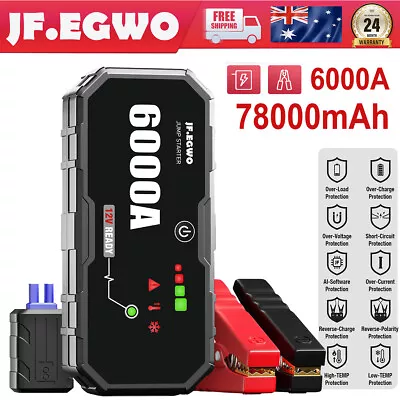 JF.EGWO 6000A Car Jump Starter 78000mAh Power Bank Battery Booster Jumper Box • $137.23