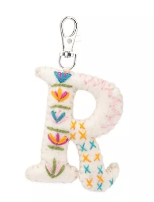 Ganz Wool Felt Embroidered Key Fob Key Chain Initial Monogram Letter  R  • $9.95