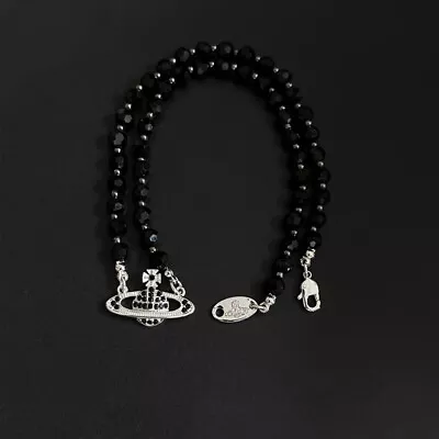 Vivienne Westwood Silver Saturn Black Spinel Necklace Choker Chain NO BOX • $39.99