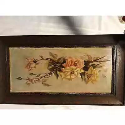 Antique Victorian Roses Oil PAINTING Floral Flowers Vintage Original Art • $236