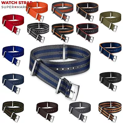 NATO G10 Watch Strap Band DIVERS Army Military NYLON Fabric Men’s Blue Grey Pins • £9.90