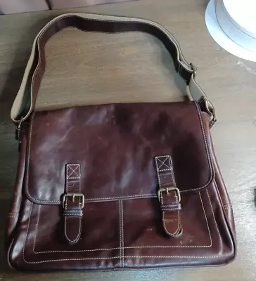 Fossil Satchel Laptop Messanger Bag Crossbody Computer Leather 18X14 Jack Spade? • $89.99