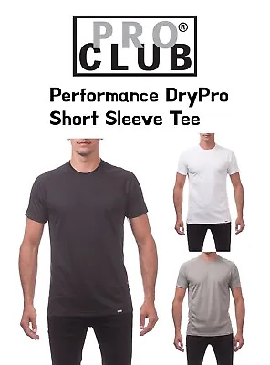 Pro Club Mens Performance DryPro Dri Fit Polyester Flexible Short Sleeve T-shirt • $14.95