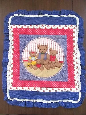 Vintage Dolls Cot Cover Handmade Quilted Teddy Bear Theme • $20
